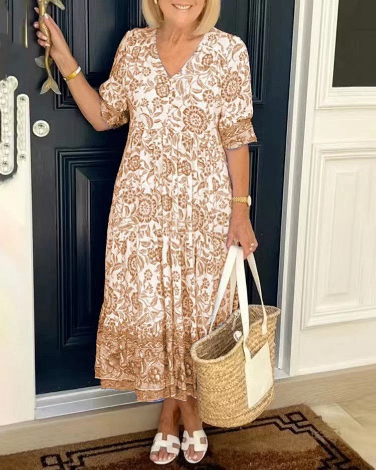 Ellie | Robe florale gracieuse à col en V