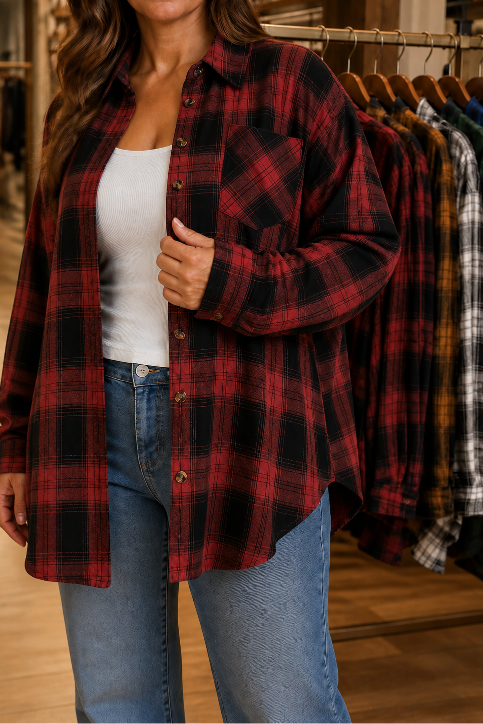Overshirt &amp; Co – Oversized Buffalo Plaid Flannel Shacket