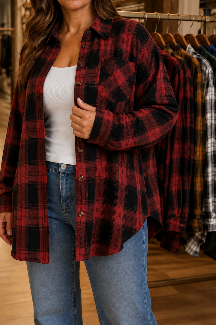 Overshirt &amp; Co – Oversized Buffalo Plaid Flannel Shacket