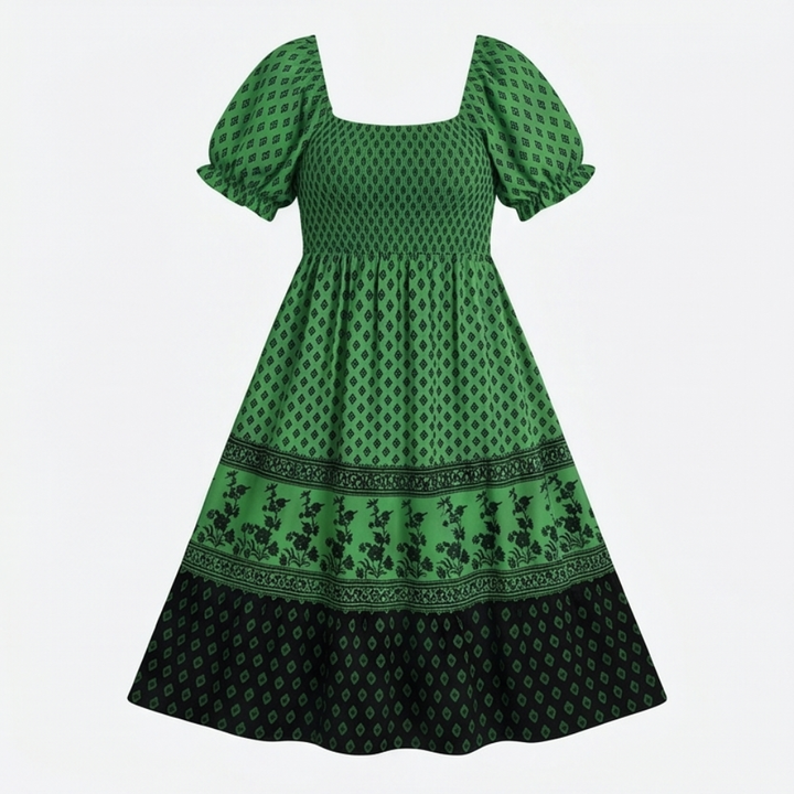 Selaris – Smocked Puff Sleeve Maxi Dress