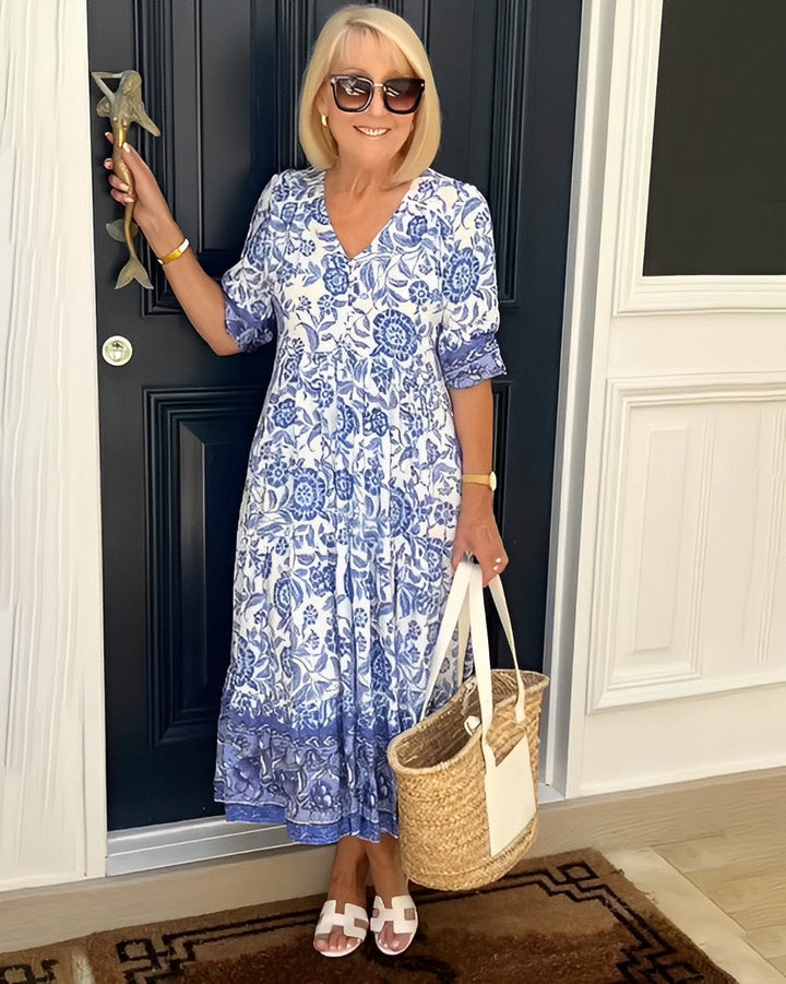 Ellie | Robe florale gracieuse à col en V