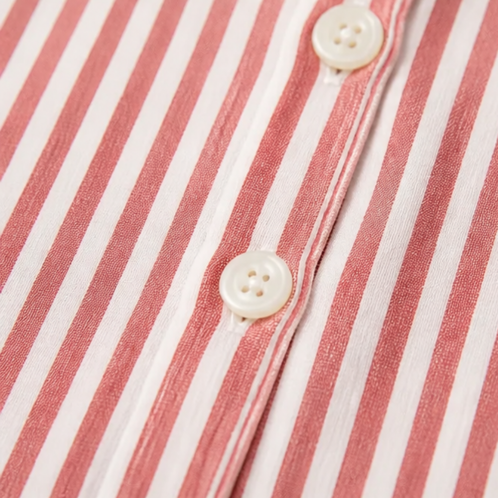 Solène Striped Sailor Collar Blouse with Puff Sleeves