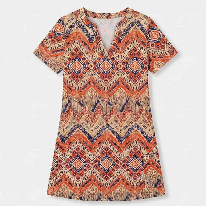 Veluna – V-Neck Floral Dress with Pockets