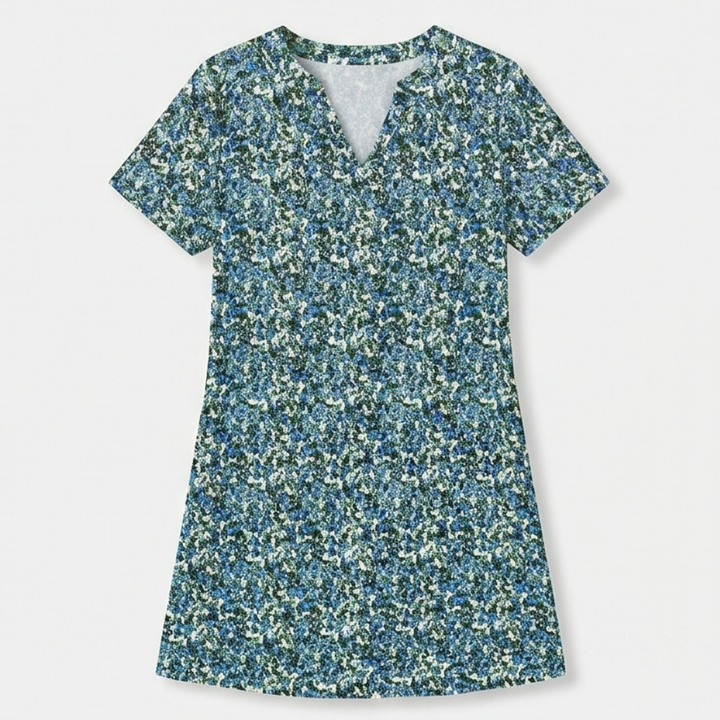 Veluna – V-Neck Floral Dress with Pockets