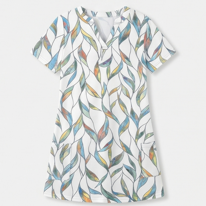Veluna – V-Neck Floral Dress with Pockets