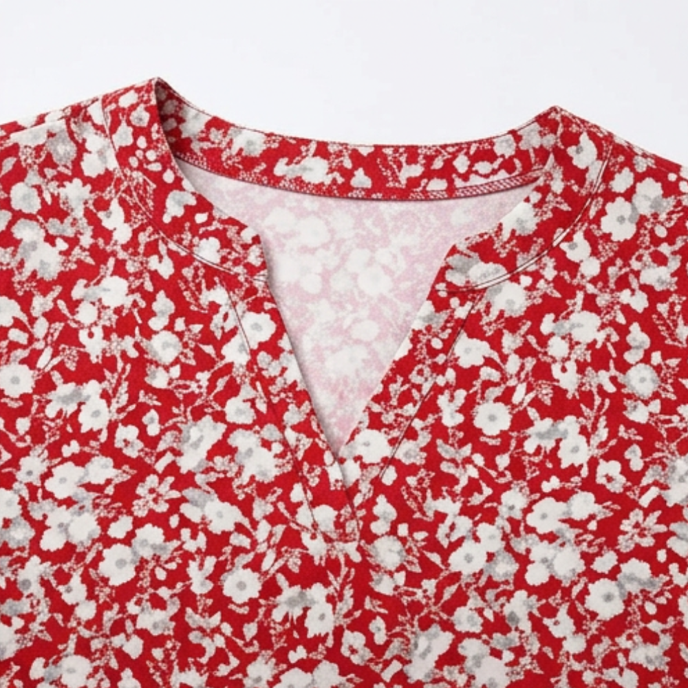 Veluna – V-Neck Floral Dress with Pockets