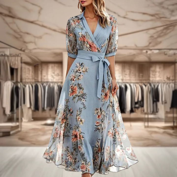 Felicia | Floral Maxi Wrap Dress with Long Sleeves