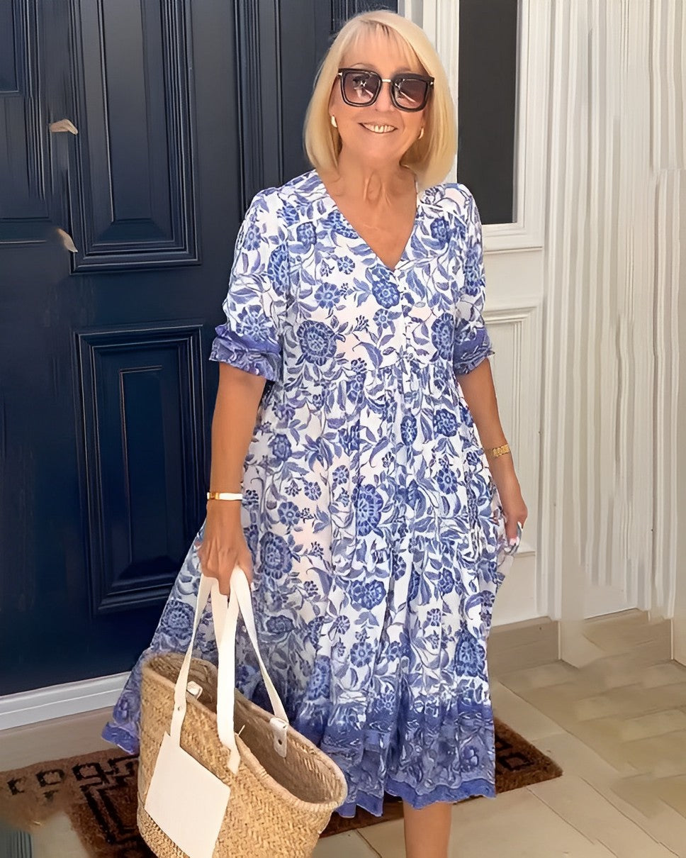 Ellie | Robe florale gracieuse à col en V