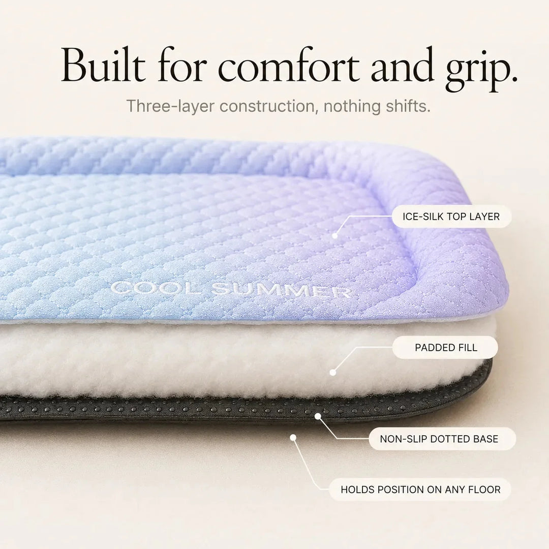 Coolaby – Ice Silk-look Pet Cooling Mat for Dogs and Cats, Padded Non-Slip Summer Bed