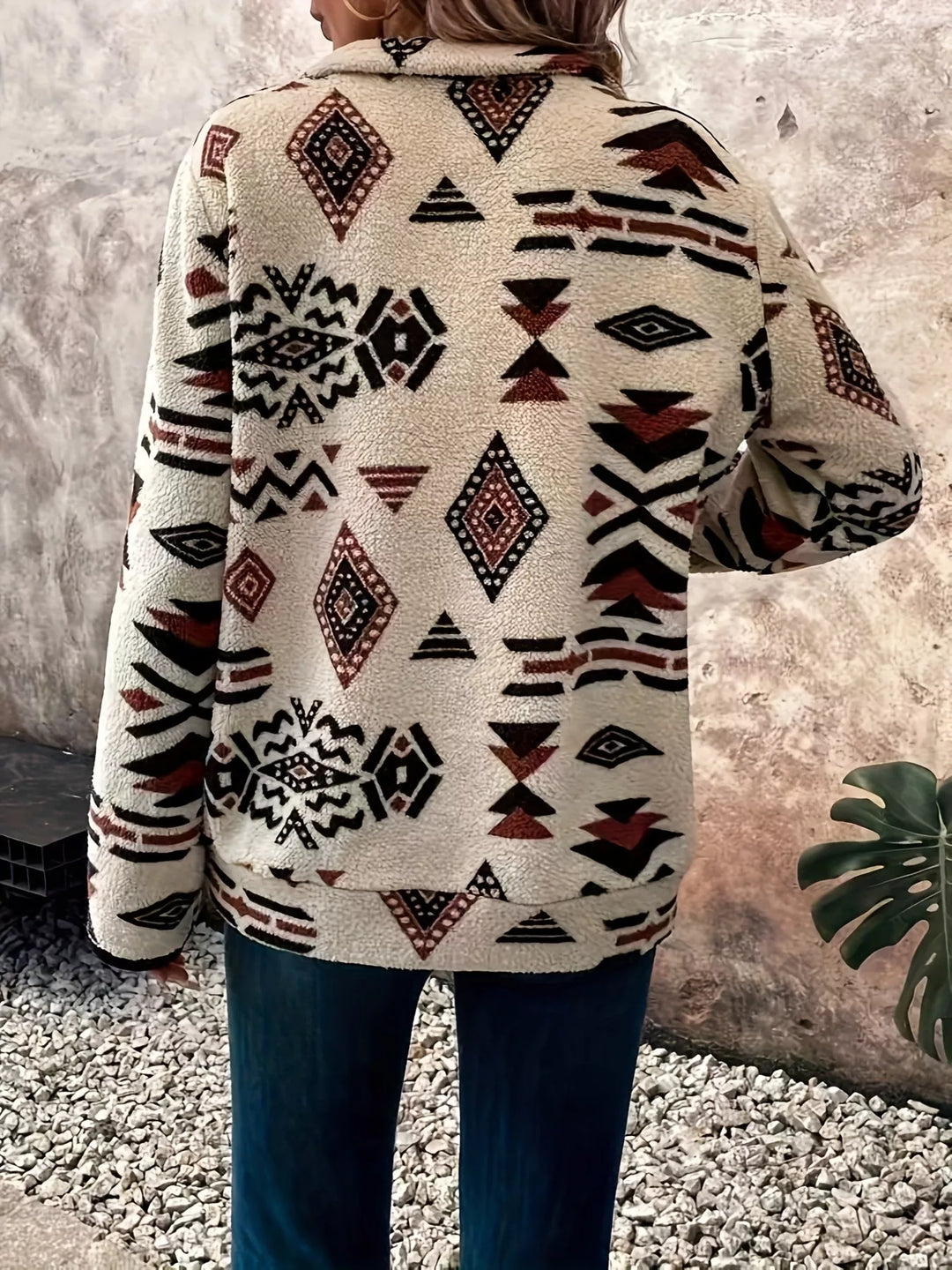 Olivia - Geometric Half Zip Long Sleeve Sweatshirt