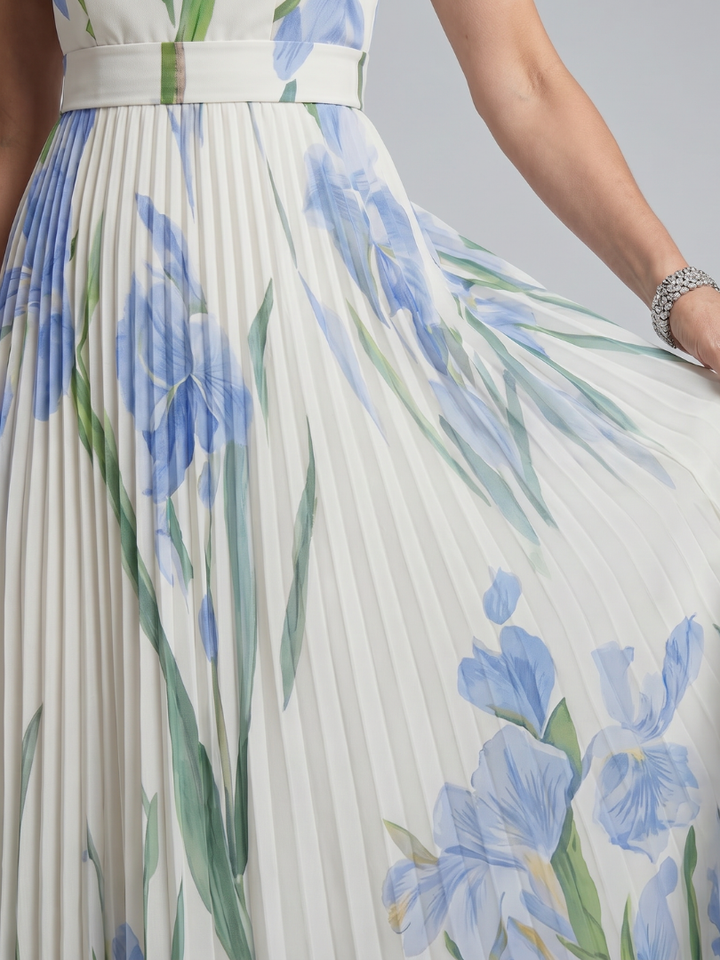 Ophélia | Robe midi sans manches à encolure carrée et imprimé floral