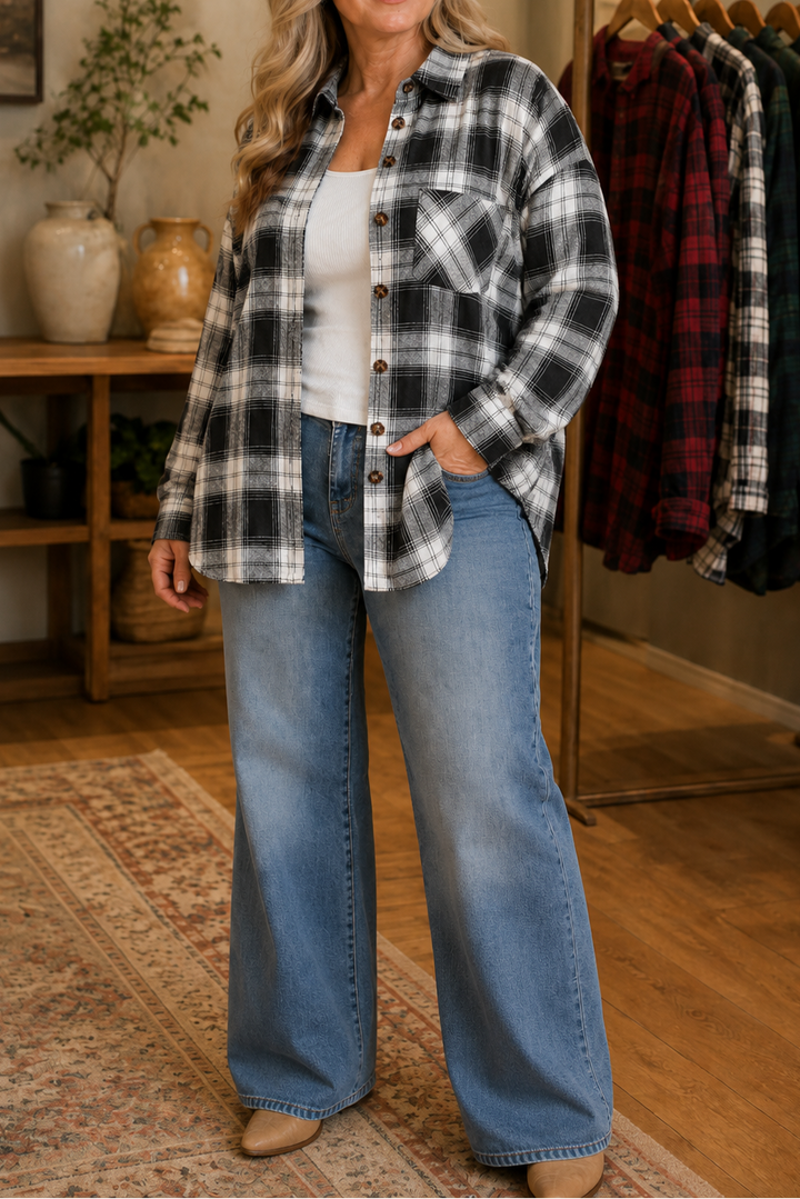 Overshirt &amp; Co – Oversized Buffalo Plaid Flannel Shacket