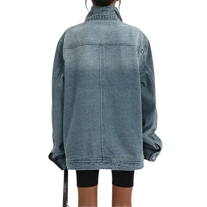 SKYE™ – Veste asymétrique à col montant délavée style vintage