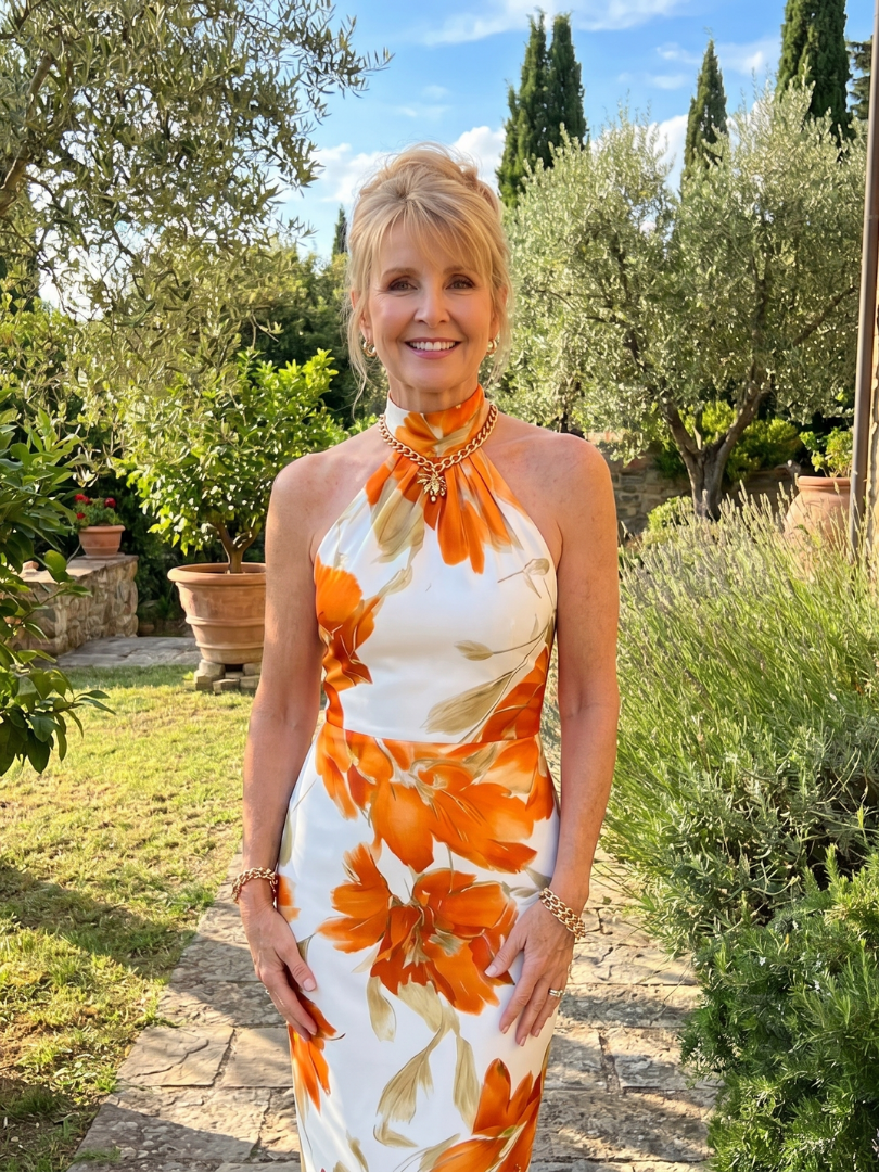 Zinnara | Robe midi à imprimé floral et col licou