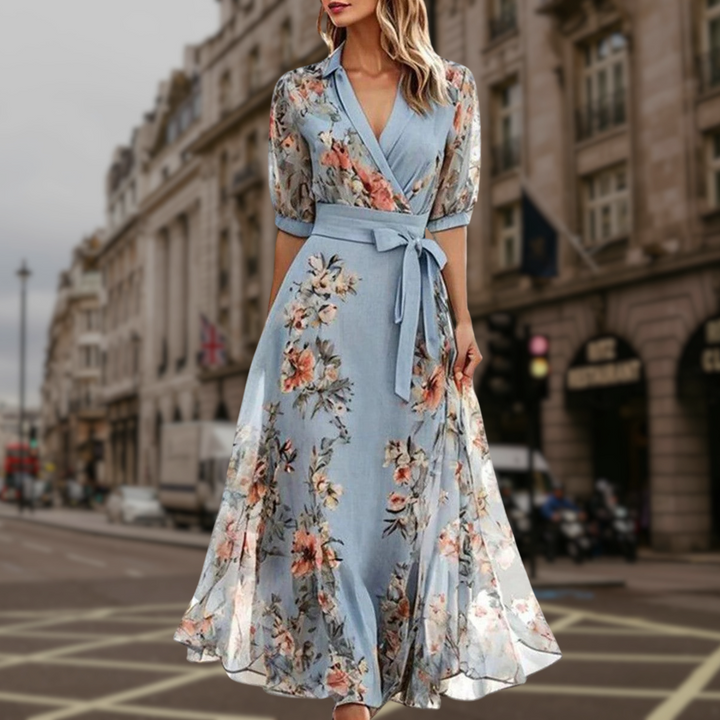 Felicia | Floral Maxi Wrap Dress with Long Sleeves