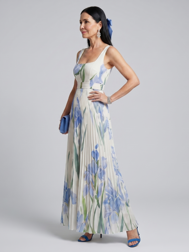 Ophélia | Robe midi sans manches à encolure carrée et imprimé floral