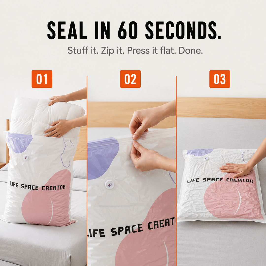Spacenest – No-Pump 3D Vacuum Storage Bags for Closet &amp; Bedding (2-pack)
