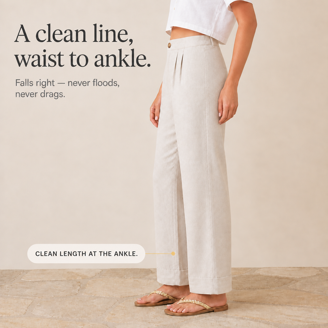 Trueline – Cotton Blend Wide Leg Trousers