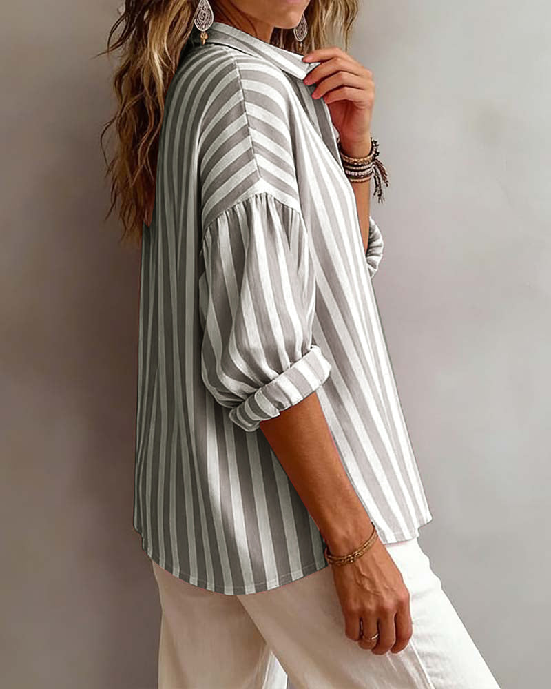 Nora | Blouse rayée ample à col