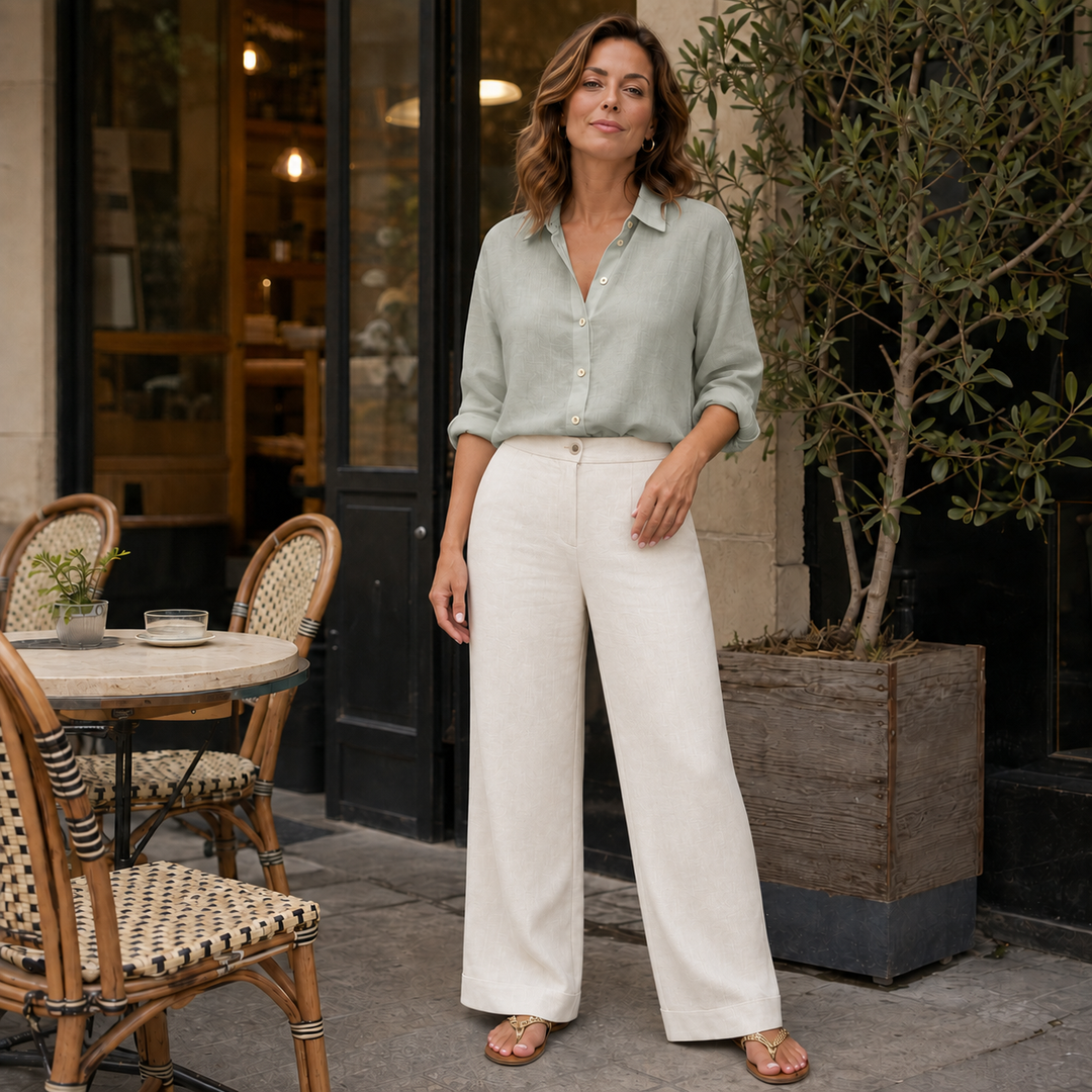 Trueline – Cotton Blend Wide Leg Trousers