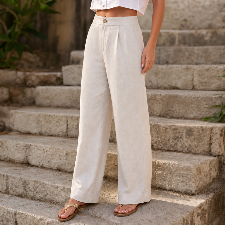 Trueline – Cotton Blend Wide Leg Trousers
