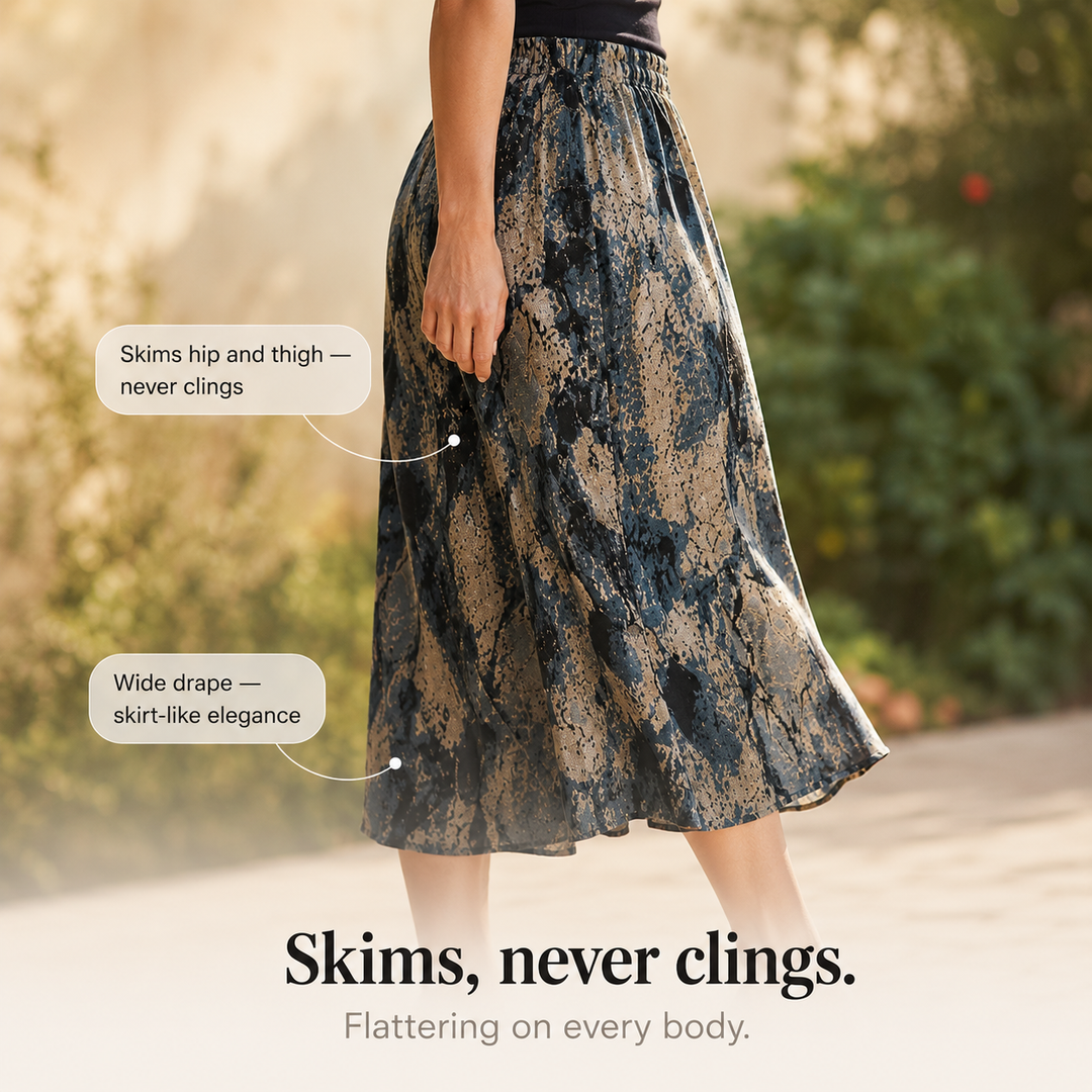Florenza – Wide-Leg Flowy Summer Capri Pants with Elastic Waist &amp; Pockets
