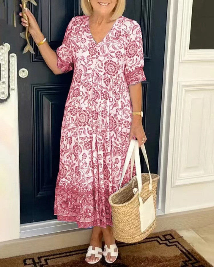 Ellie | Robe florale gracieuse à col en V