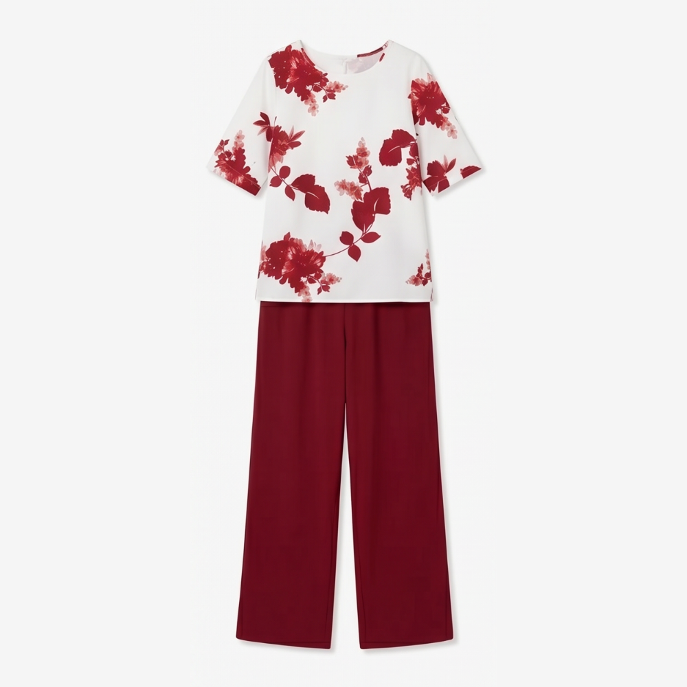 Avery Floral Top &amp; Wide-Leg Pants Set