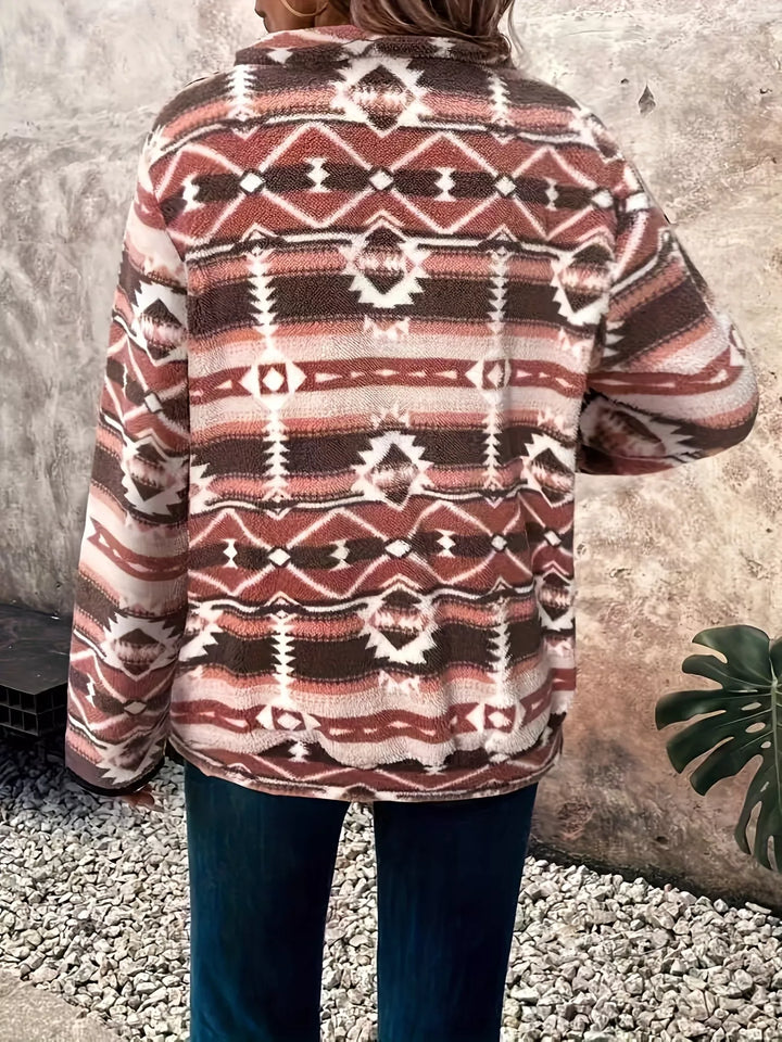 Olivia - Geometric Half Zip Long Sleeve Sweatshirt