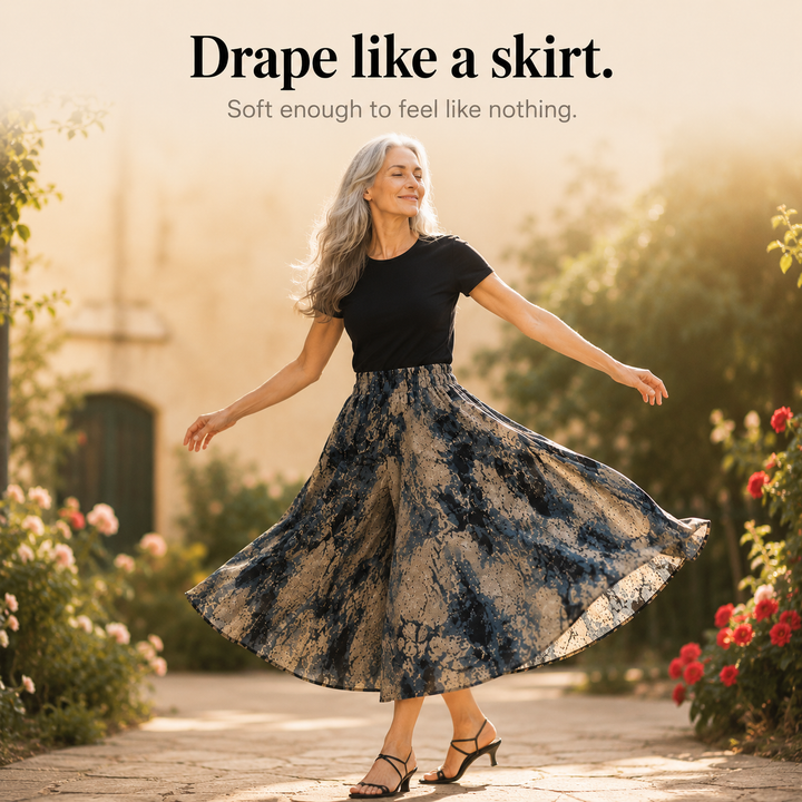 Florenza – Wide-Leg Flowy Summer Capri Pants with Elastic Waist &amp; Pockets