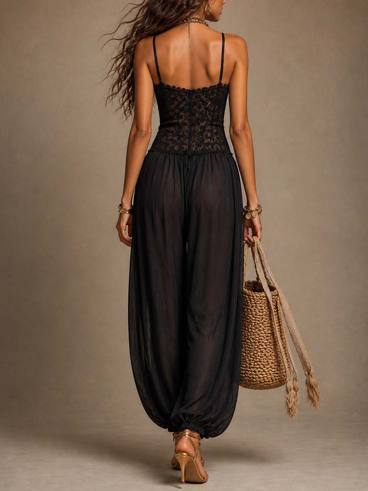 Laia | Flowing Lace Halter Jumpsuit