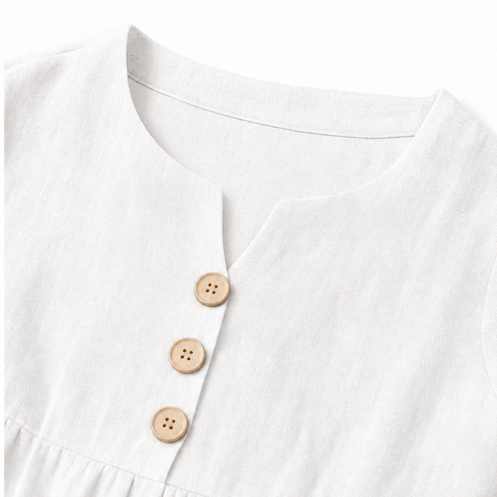 Marellia – Flowy Linen-Look V-Neck Maxi Dress with Pockets