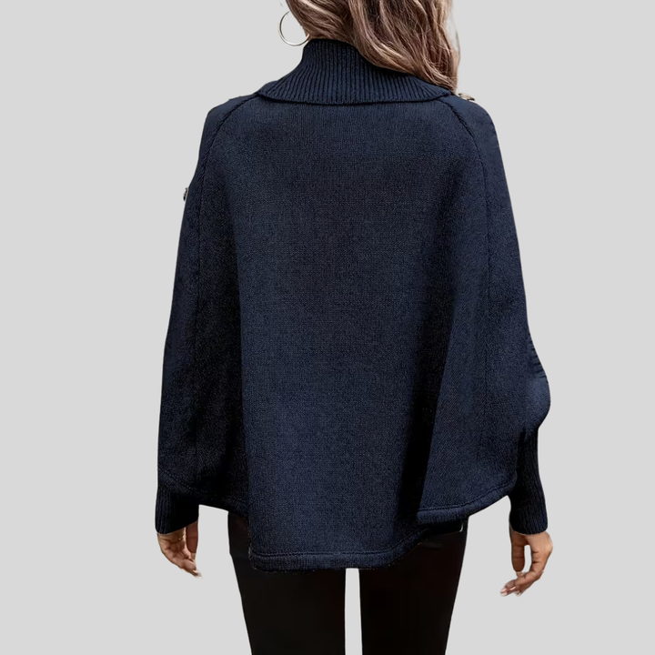High-Neck Cable-Knit Sweater