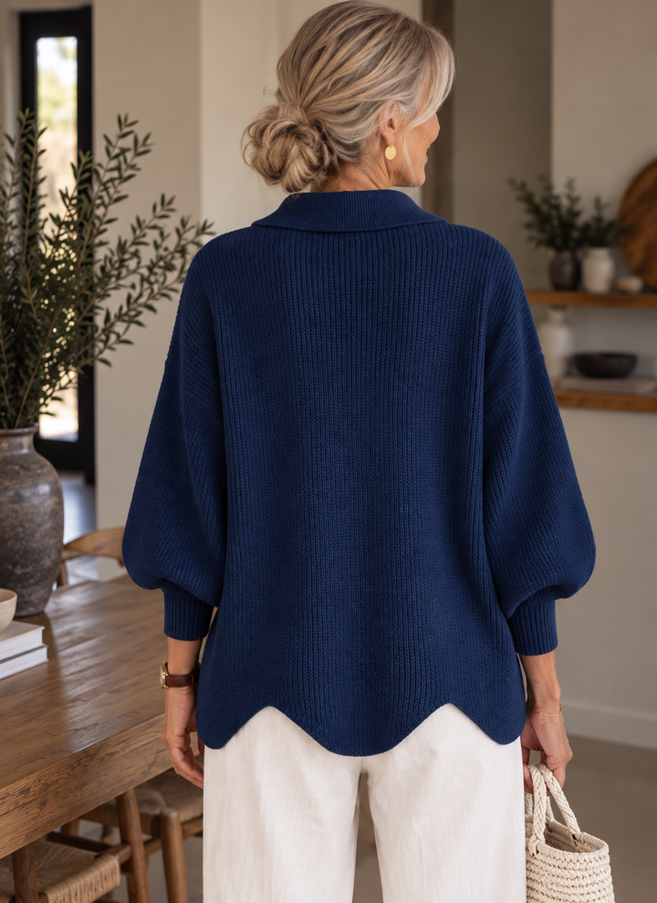 Isadora™ | Oversized Collared Cardigan With Large Metal Buttons