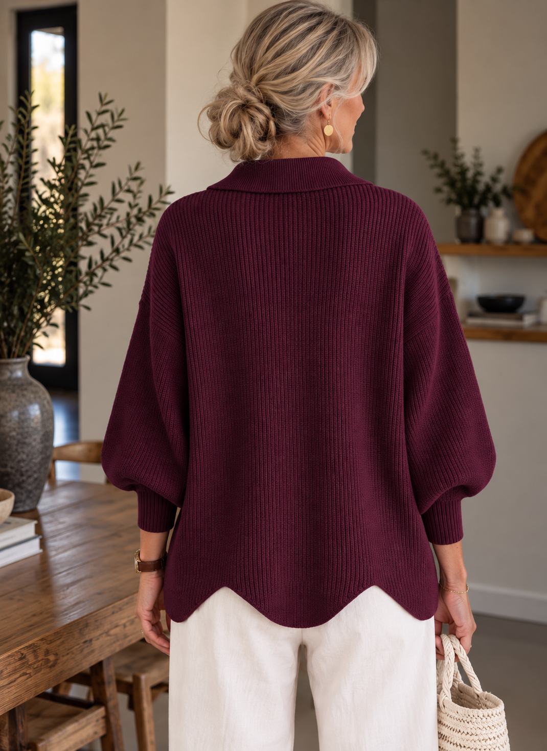 Isadora™ | Oversized Collared Cardigan With Large Metal Buttons