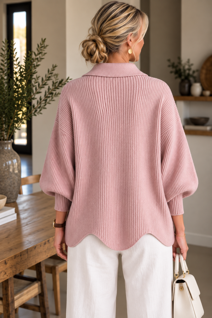 Isadora™ | Oversized Collared Cardigan With Large Metal Buttons