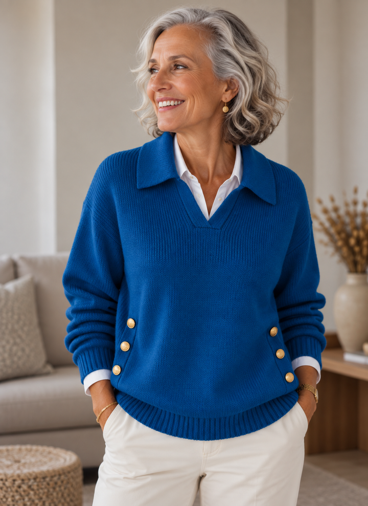 Vynette™ | V-Neck Sweater with Collar