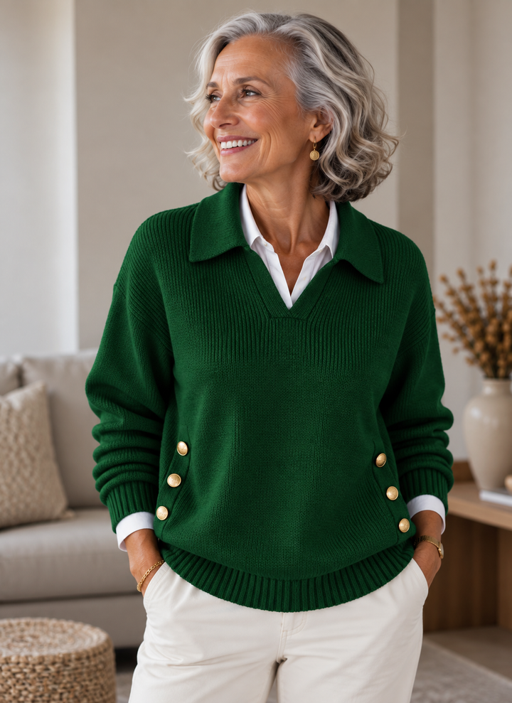 Vynette™ | V-Neck Sweater with Collar