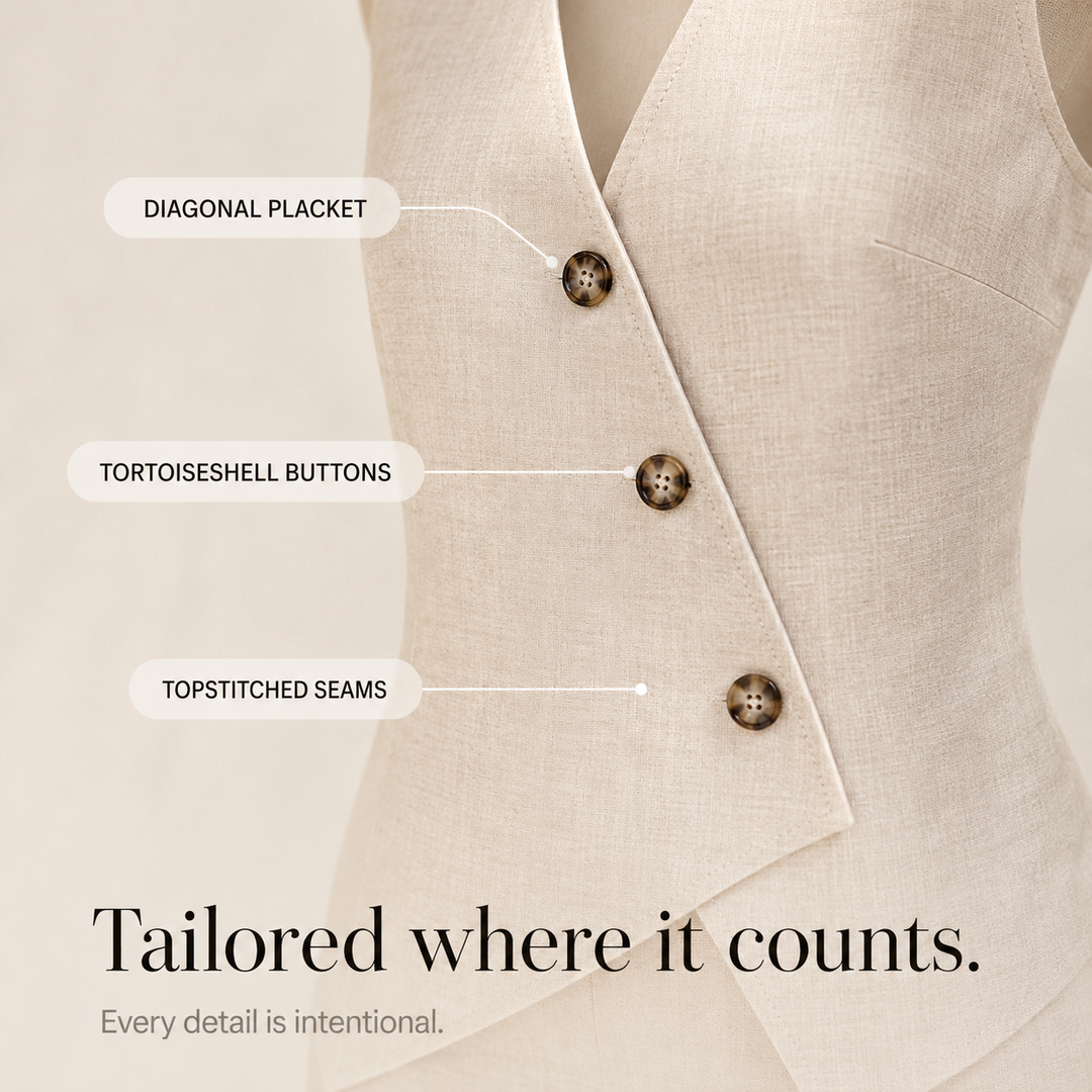 Marlowe &amp; Vale – Asymmetric Vest and Shorts Matching Set for Women