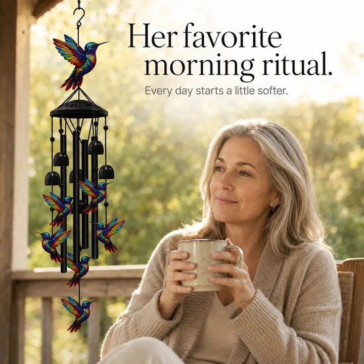 Birdsong – Rainbow Hummingbird Wind Chime for Garden, Patio &amp; Porch