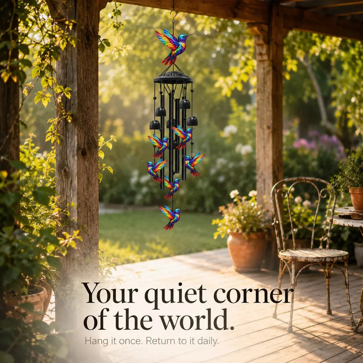 Birdsong – Rainbow Hummingbird Wind Chime for Garden, Patio &amp; Porch