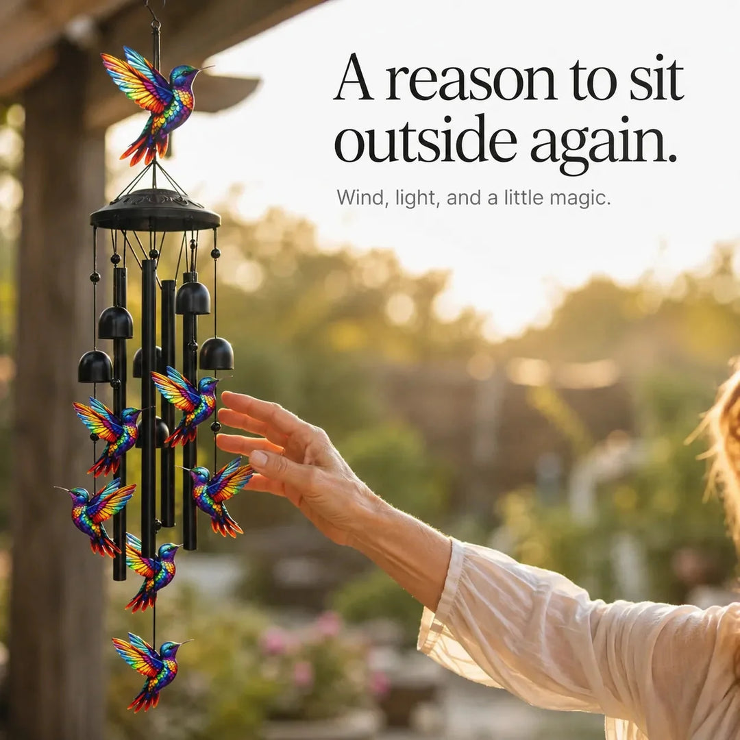 Birdsong – Rainbow Hummingbird Wind Chime for Garden, Patio &amp; Porch