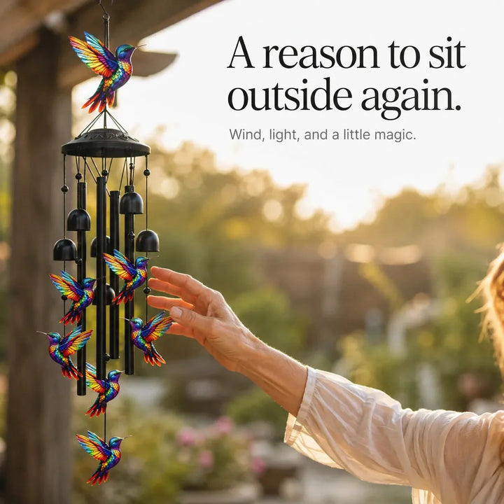 Birdsong – Rainbow Hummingbird Wind Chime for Garden, Patio &amp; Porch