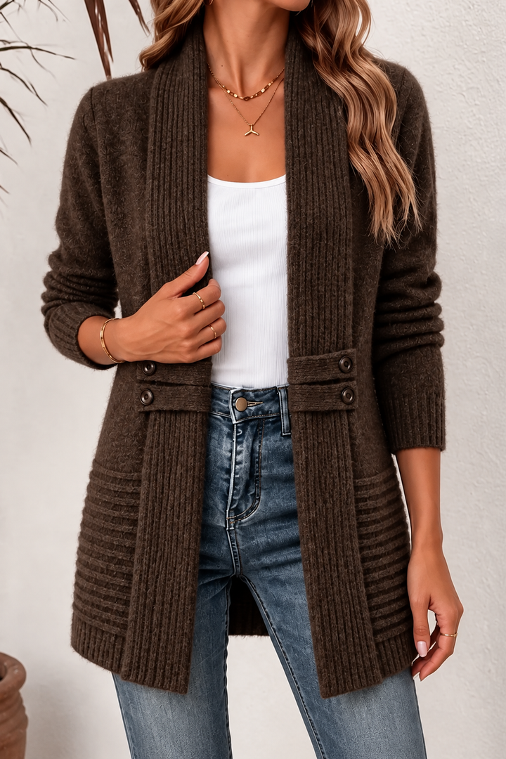 Wearbella – Double-Breasted Belted Knit Cardigan