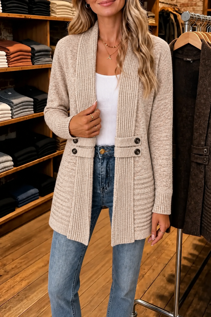 Wearbella – Double-Breasted Belted Knit Cardigan