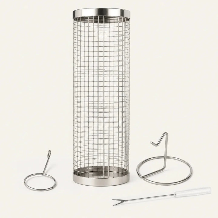 Rollwell – Rolling Stainless Mesh Grill Basket with Hook