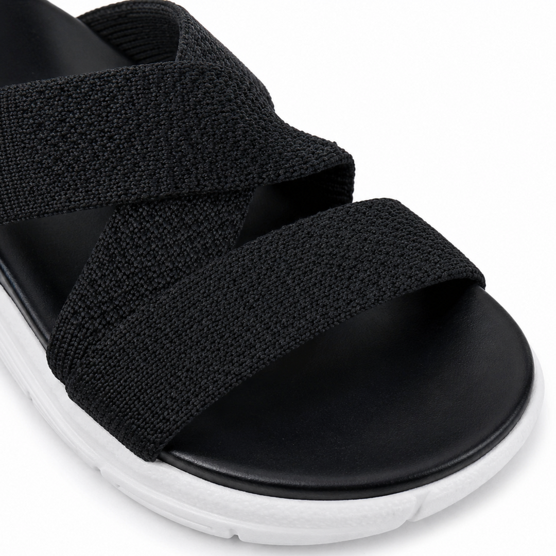 Veluna – Cushioned Stretch Knit Cross Strap Sandals for Women