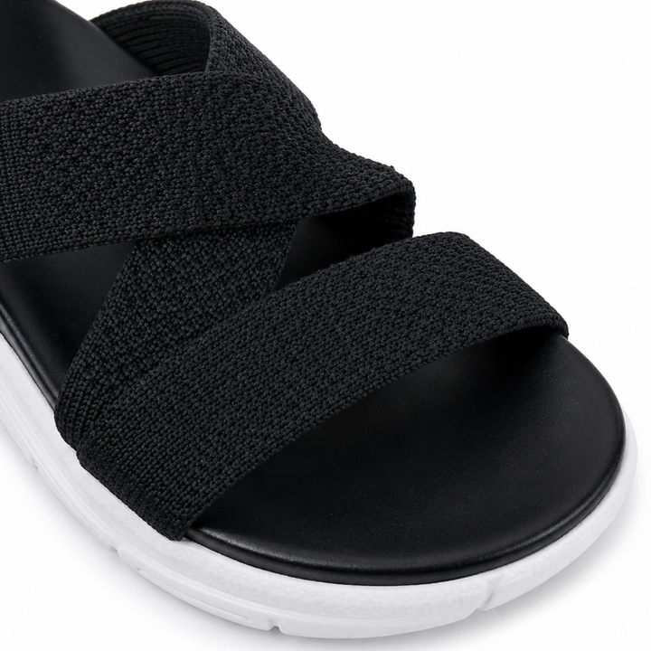 Veluna – Cushioned Stretch Knit Cross Strap Sandals for Women
