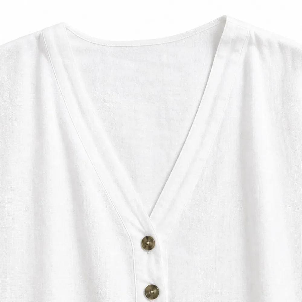 Soléne – Oversized V-Neck Linen-Look Tunic Dress, Breezy Summer Cover-Up