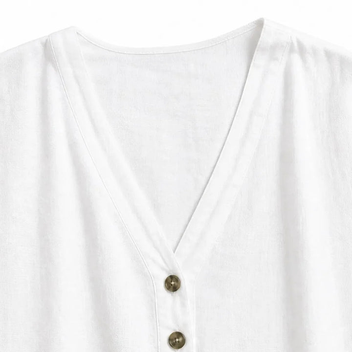 Soléne – Oversized V-Neck Linen-Look Tunic Dress, Breezy Summer Cover-Up